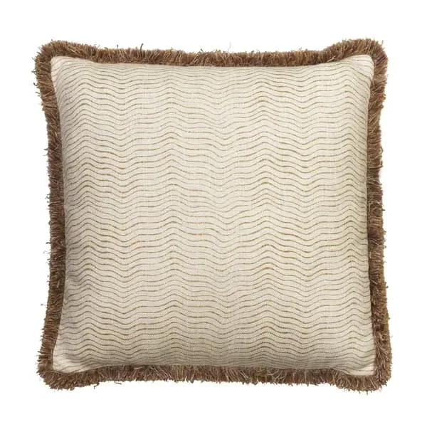 Square Cushion with Trim - Almond, Linen Blend