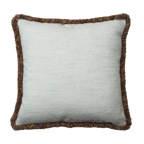 Square Cushion with Trim - Brown, Linen image