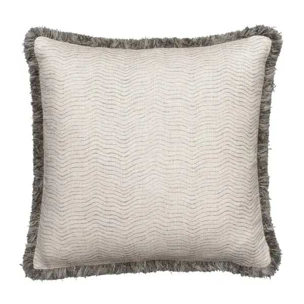 Square Cushion with Trim - Cloud, Linen Blend
