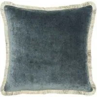 Square Cushion with Trim - Denim, Mohair