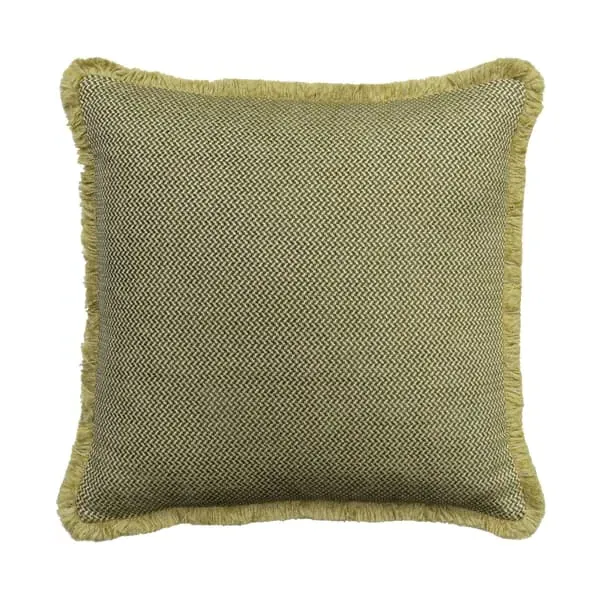 Square Cushion with Trim - Olive, Chenille