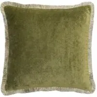 Square Cushion with Trim - Olive, Mohair