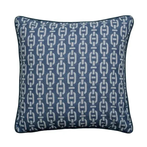 Square Outdoor Cushion Geometric - Navy, Hollowfibre