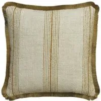 Stripe Cushion with Gold Trim - Ochre, Linen