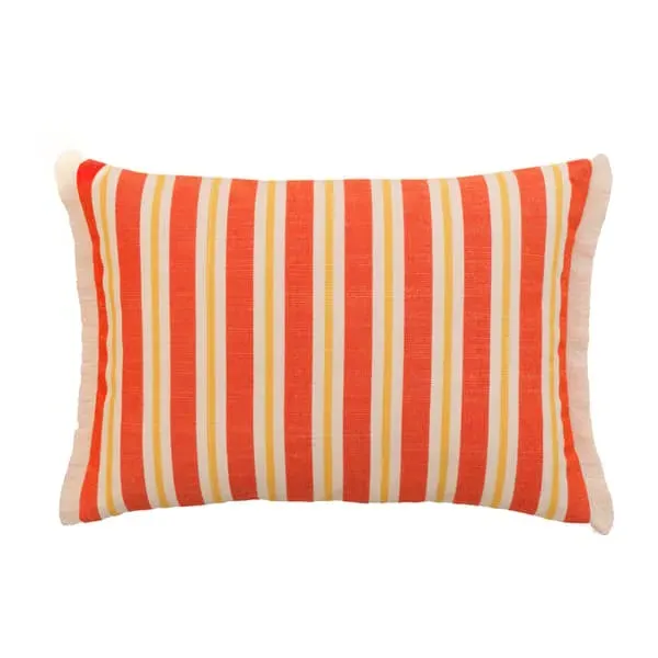 Striped Cushion with Piping - Orange, Hollowfibre image