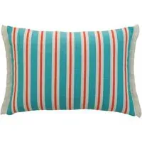 Striped Cushion with Piping - Turquoise, Hollowfibre