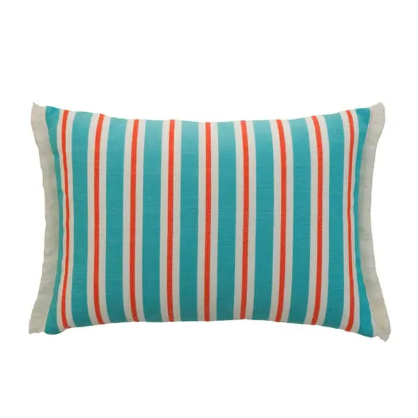 Striped Cushion with Piping - Turquoise, Hollowfibre