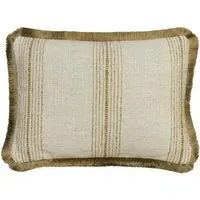 Striped Cushion with Trim - Ochre, Linen
