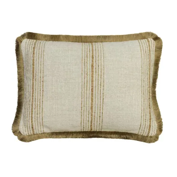 Striped Cushion with Trim - Ochre, Linen image
