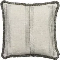Striped Cushion with Trim - Silver, Linen Blend
