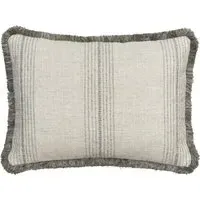Striped Cushion with Trim - Silver, Linen Blend