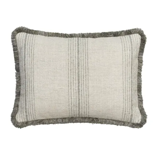 Striped Cushion with Trim - Silver, Linen Blend image