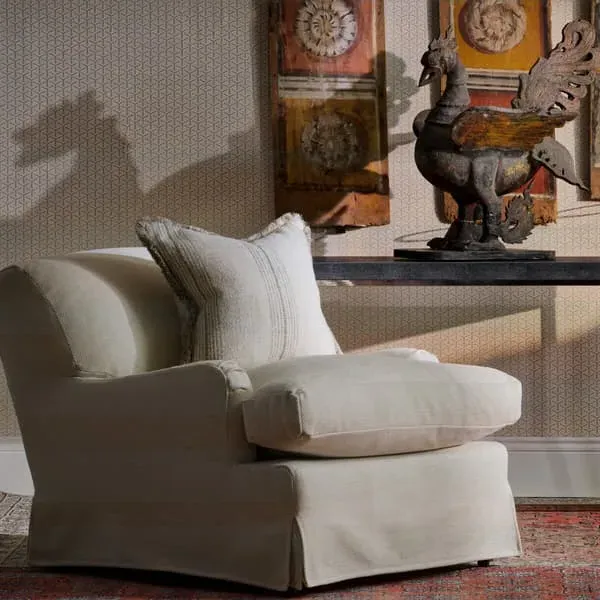 Striped Cushion with Trim - Taupe, Linen Blend
