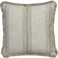 Striped Cushion with Trim - Taupe, Linen Blend