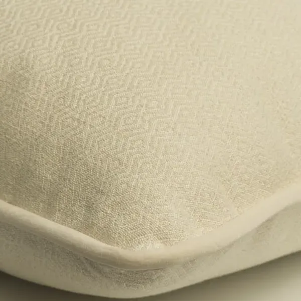 Square Cushion with Geometric Design - Chalk, Wool
