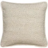 Square Cushion with Herringbone Pattern - Hessian, Wool