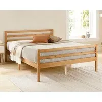 Bed Frame with Slat System - Natural, Solid Wood