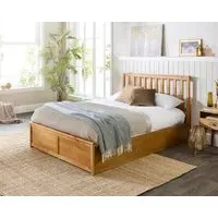 Ottoman Bed Frame with Storage - Natural Wood