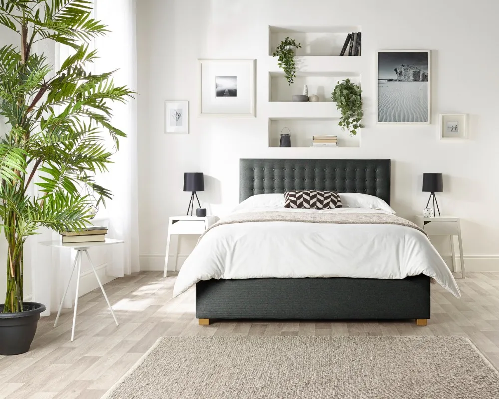 Ottoman Bed with Storage - Buttoned Headboard image