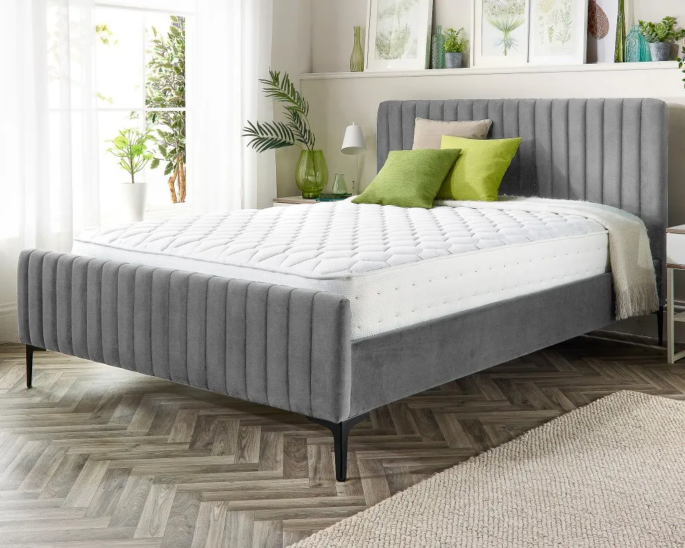 Upholstered Bed Frame with Headboard - Velvet image