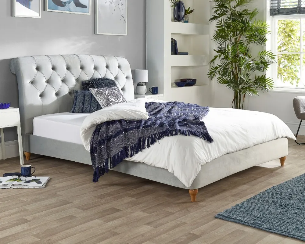 Chesterfield Bed Frame - Grey, Velvet image