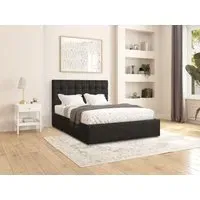 Ottoman Storage Bed with Buttoned Headboard - Fabric
