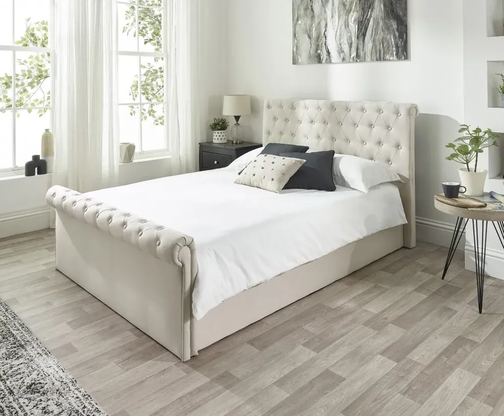 Ottoman Storage Bed with Gas Lift - Natural, Linen image