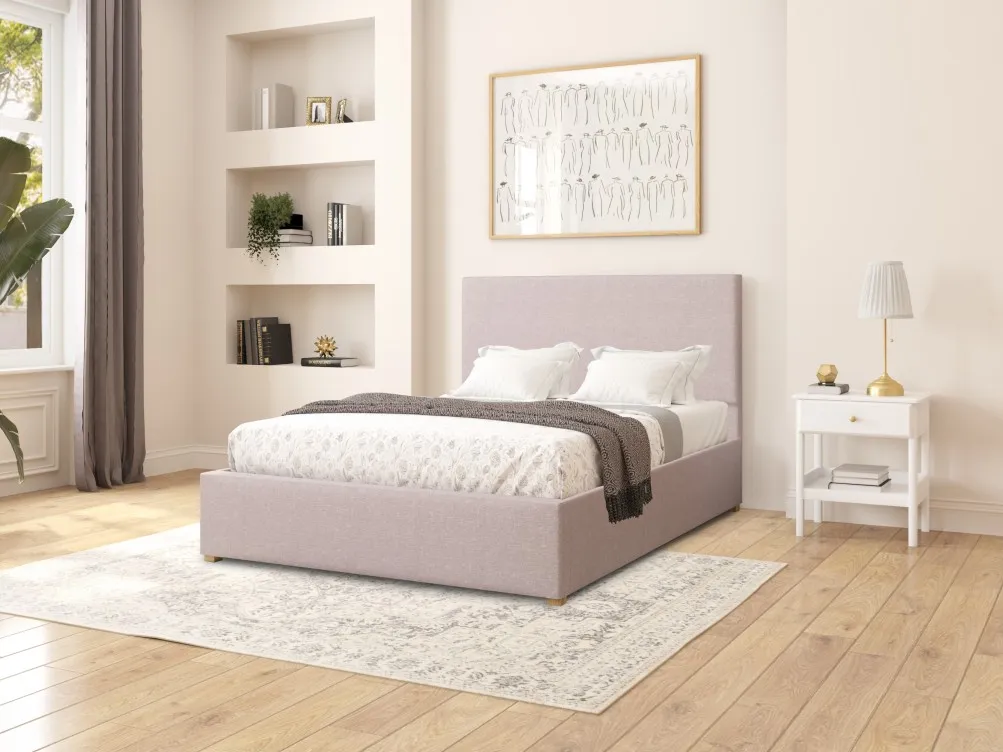 Ottoman Storage Bed with Headboard - Fabric image