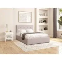 Ottoman Storage Bed with Tufted Headboard - Fabric