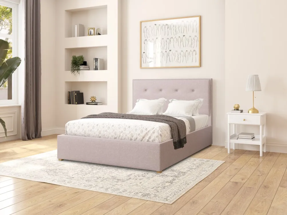 Ottoman Storage Bed with Tufted Headboard - Fabric image