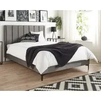 Upholstered Bed Frame - Grey, Velvet
