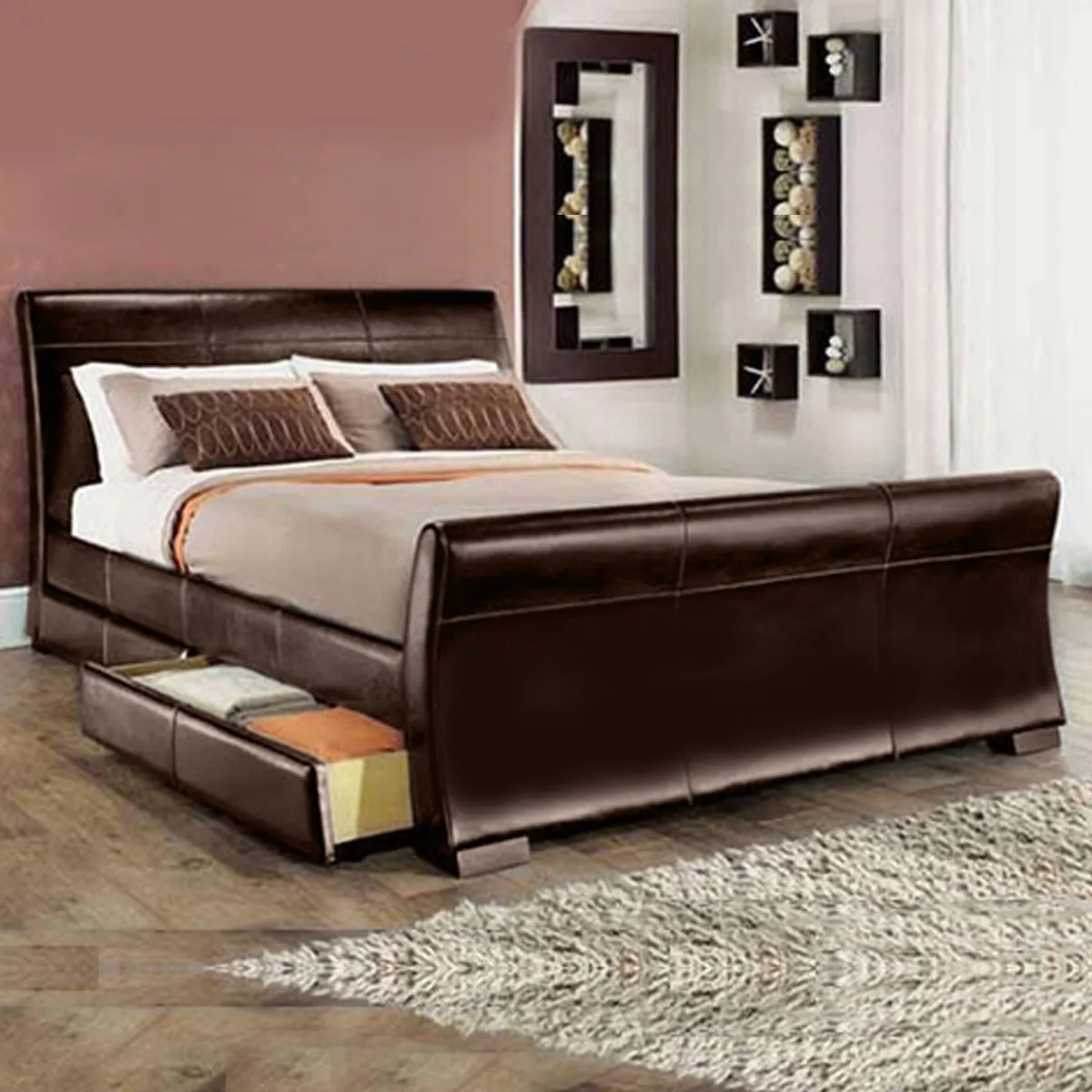 4-Drawer Storage Bed with Curved Headboard image