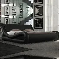 Bed Frame with Curved Headboard - Hardwood, MDF
