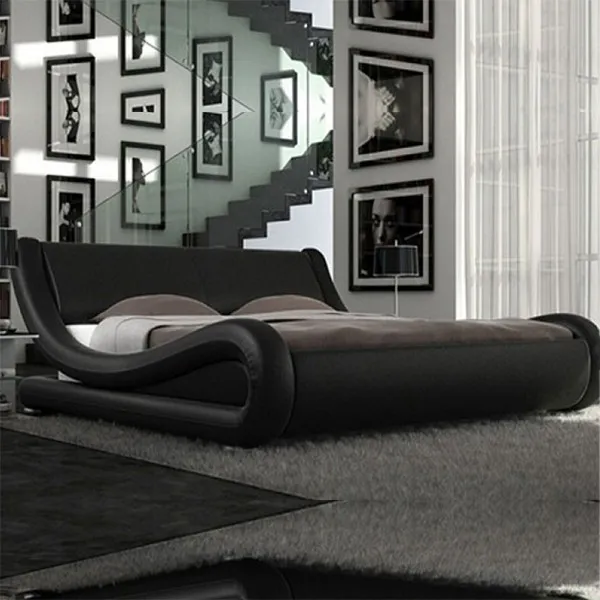 Bed Frame with Curved Headboard - Hardwood, MDF