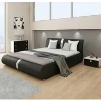 Bed Frame with Cushioned Headboard - Hardwood