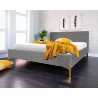 Bed Frame with Sprung Slats - Grey, Velvet
