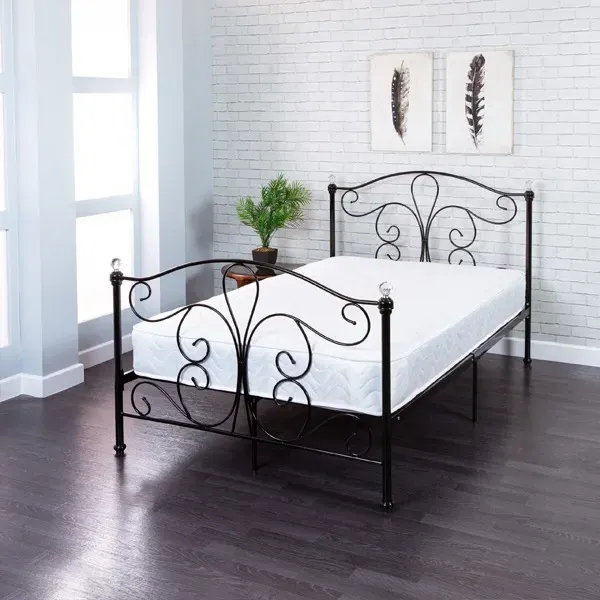Bed Frame with Sprung Slats - Metal