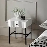 Bedside Table with Drawer - White
