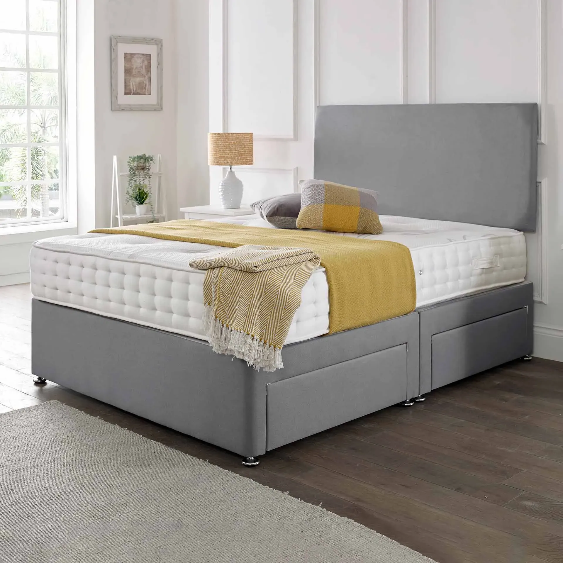 Classic Divan Set with Headboard - Upholstered image