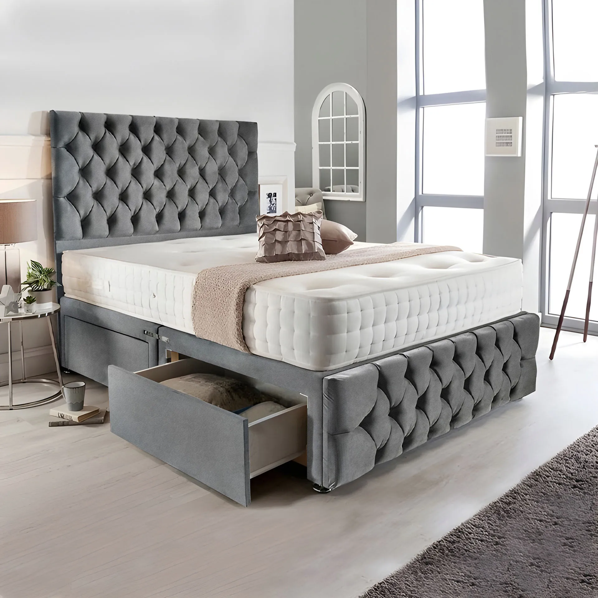 Divan Set with Headboard & Footboard - Tufted image