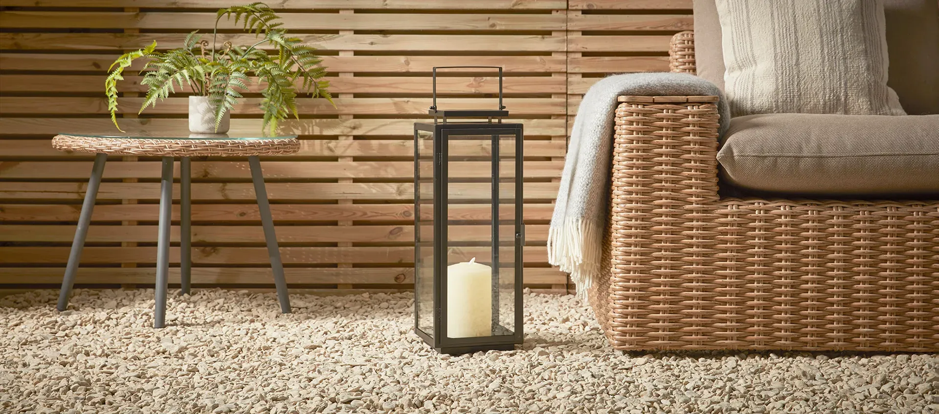 Large Lantern with Glass Panels - Black, Steel image