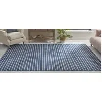 Large Striped Rug - Navy, Polypropylene