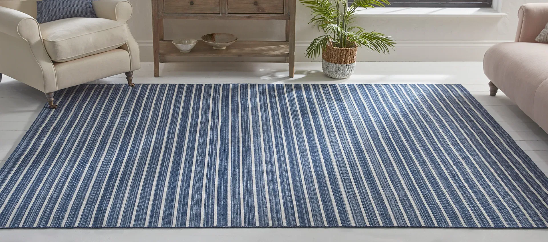 Large Striped Rug - Navy, Polypropylene image