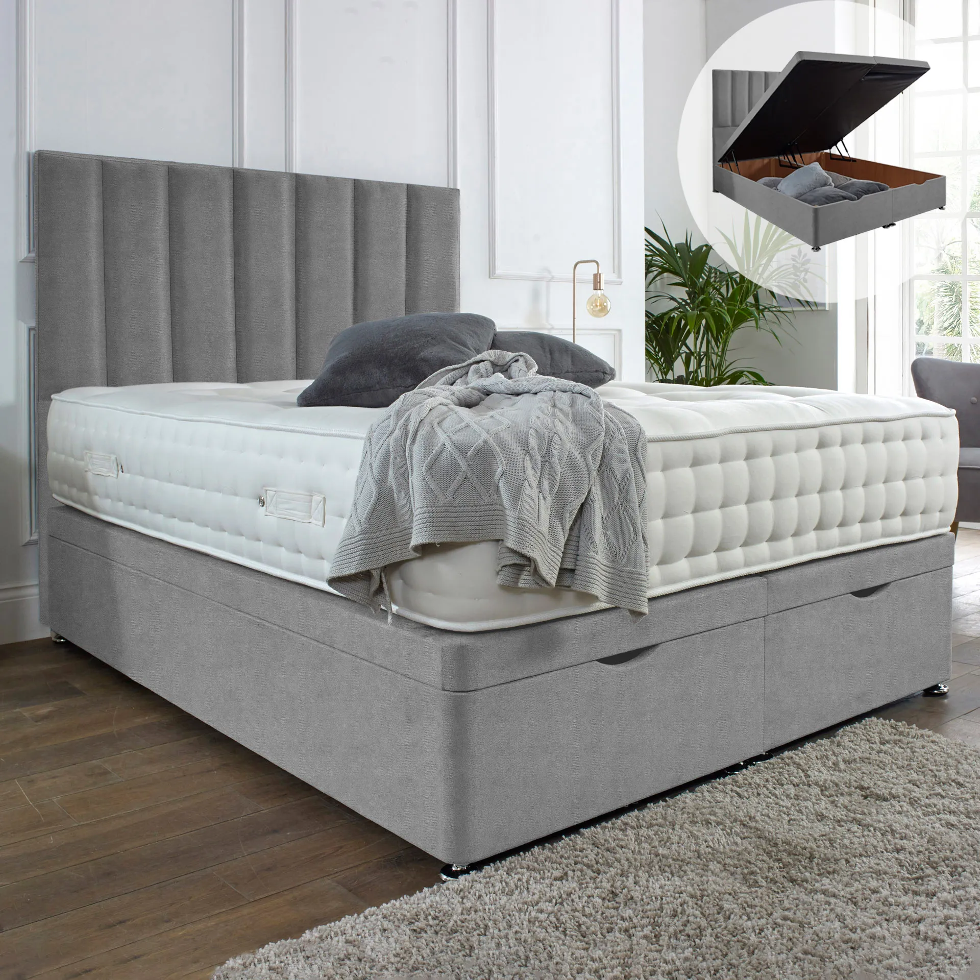 Ottoman Storage Divan Bed with End Lift - Fabric image