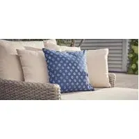 Square Cushion with Leaf Print - Indigo