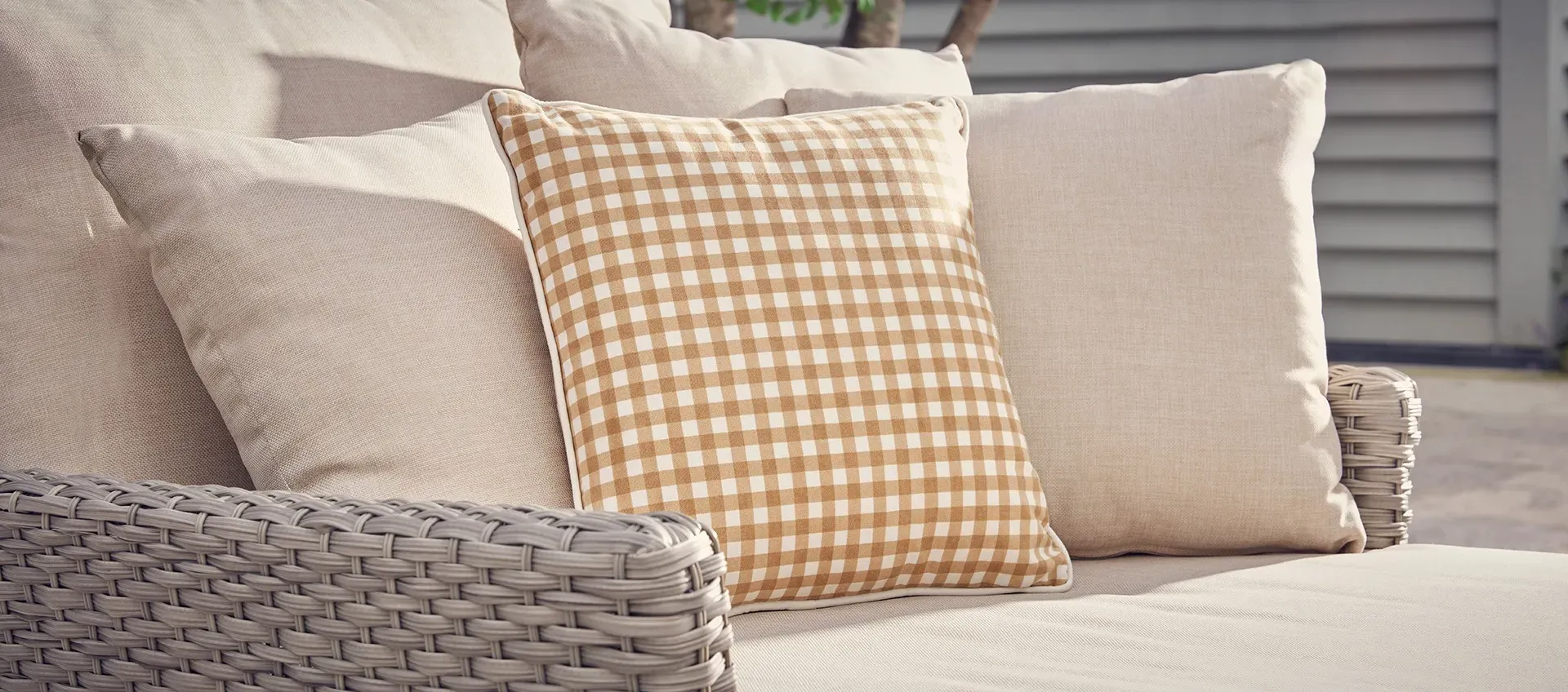 Square Outdoor Cushion - Taupe Gingham image