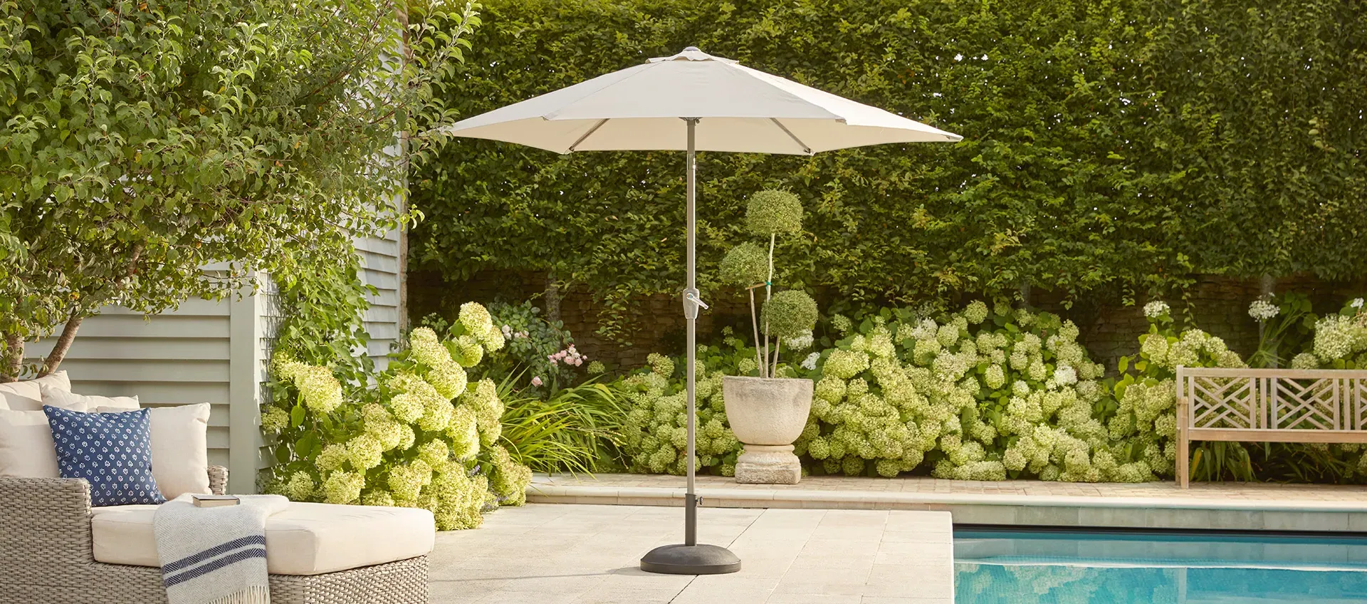 Table Parasol with Crank Handle - Beige