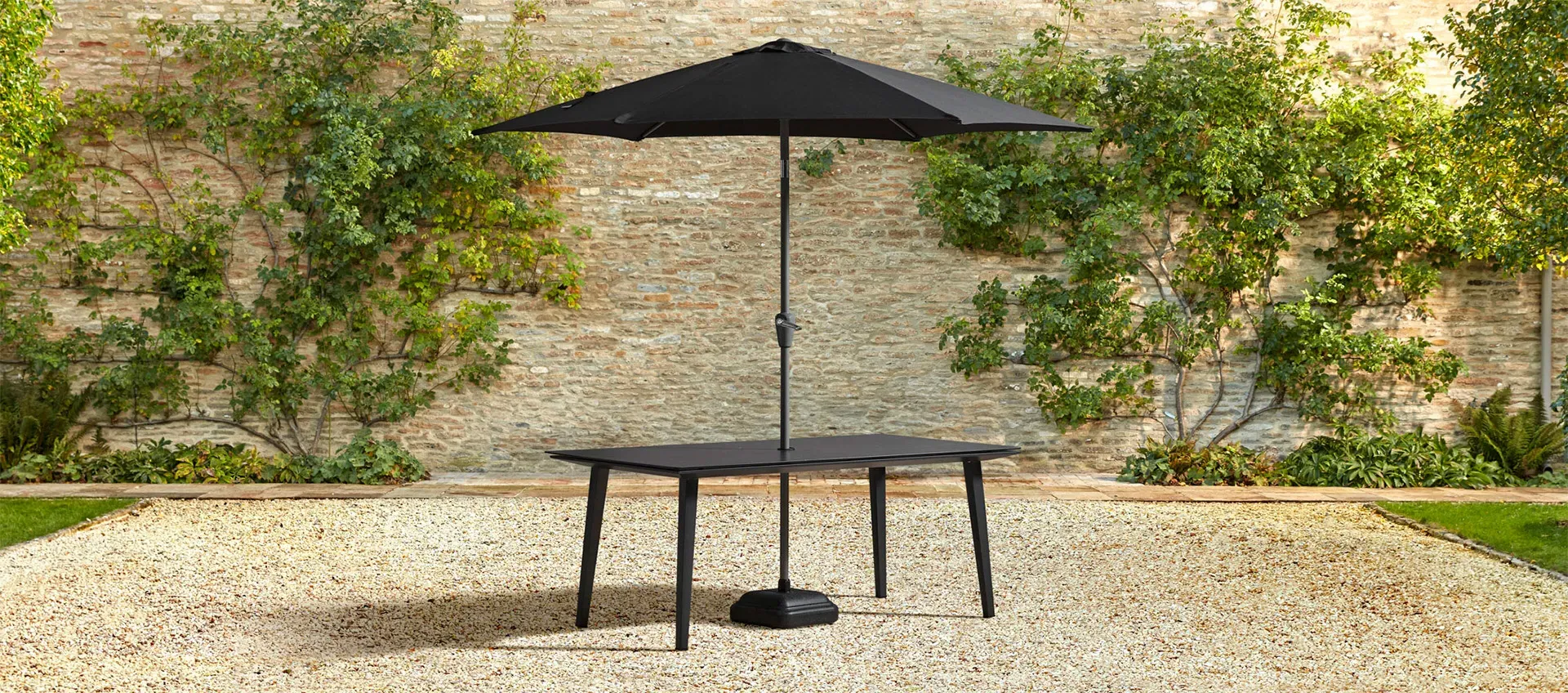 Table Parasol with Crank Handle - Dark Grey image