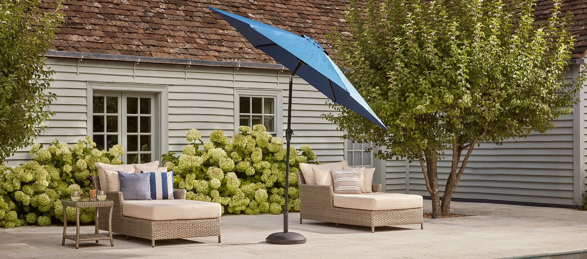 Table Parasol with Crank Handle - Navy image
