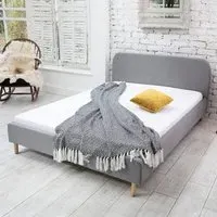 Upholstered Bed Frame - Grey, Cotton